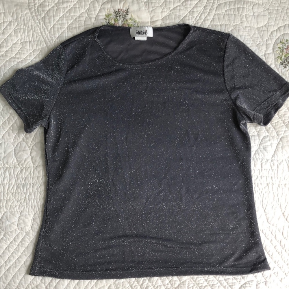 Gray/Silver Semi-mesh Glitter Top